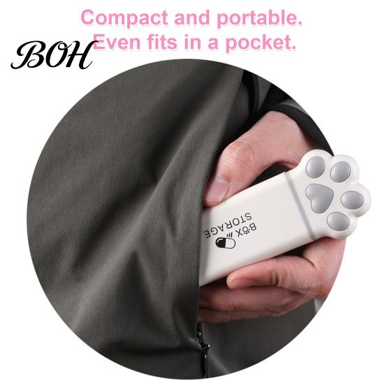 Portable Pill Box Box, Cute Cat Paw Design, with Sealed Buckle Lid, Moisture-Proof Macaron Color Case 3 Compartment Organizer, Medicine Holder