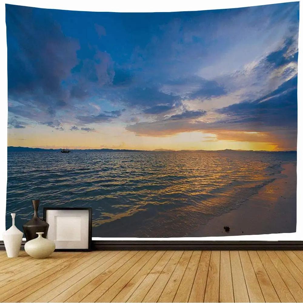 Zonsondergang Landschap Wandkleed Strand Wandkleed Palmboom Wandkleed voor Kinderen Jongens Meisjes Tieners Decor Muurdecoratie voor Slaapkamer Woonkamer