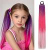 Purple Red Pink Tinsel Ponytail Extension with Elastic Hair Tie Synthetic Braiding Hair For Kids Girls Wig Hair