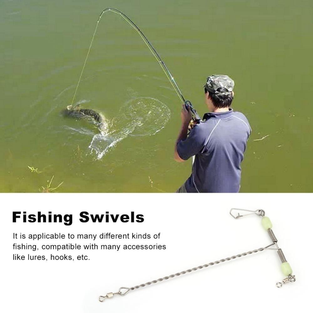 10pcs Stainless Steel Fishing Swivel Luminous Beads Balance Fishing Swivel Freshwater Fishing