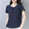Dames Zomer Blouses Vintage Linnen Katoen Dames Tops Blouses Korte Mouw Dames Shirts Dames Losse Kleding 2127