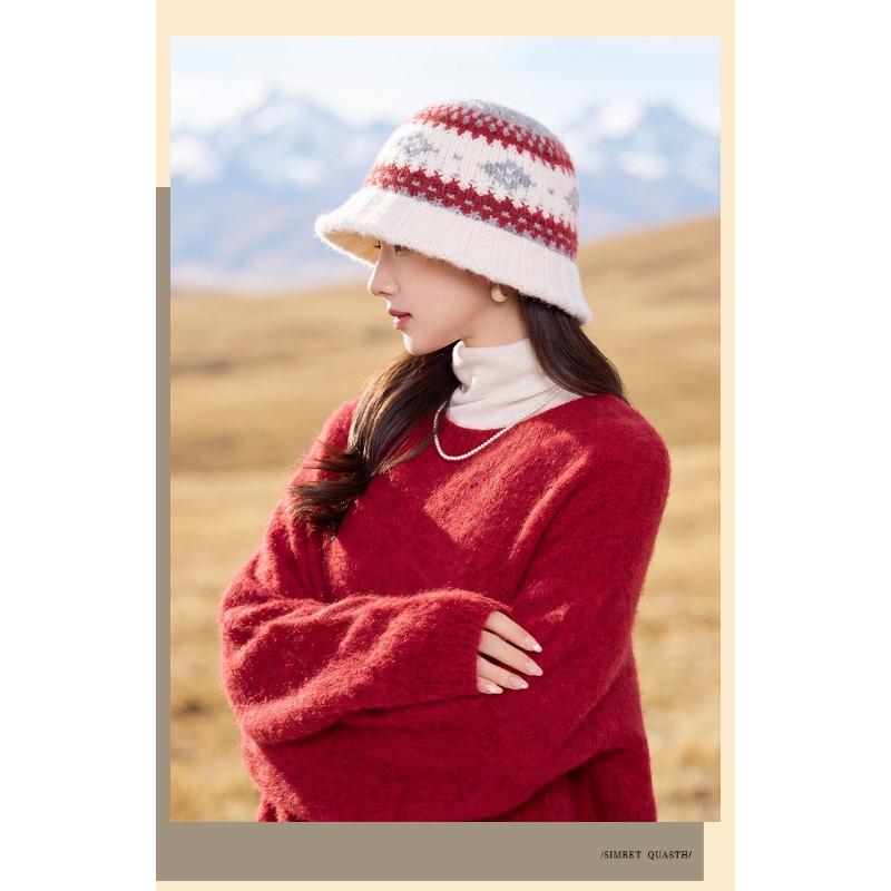 Women S Thick Warm Knit Bucket Hat For Autumn Winter Outdoor Cold Protection