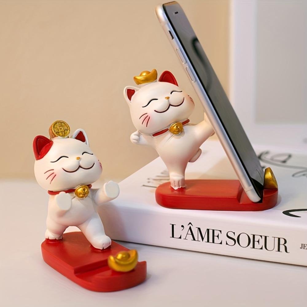 Cute Cartoon Cat Phone & Tablet Holder,Desktop Lazy Stand,Creative Ornament for Office Desk,Universal for Smartphone Tablet