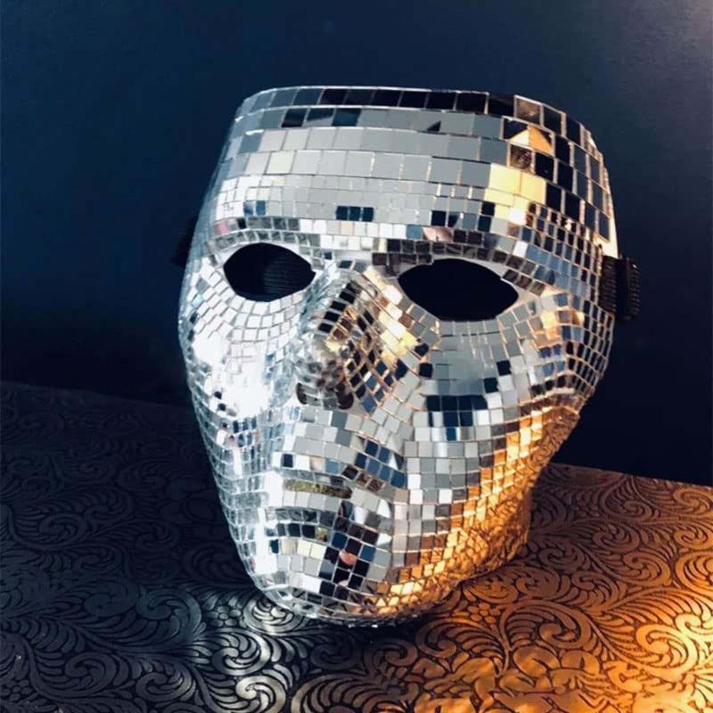 Glitter Disco-Ball Mask Halloween Mask Cosplay Dress-up Costume Props for Women Men Halloween Masquerade Party Costumes