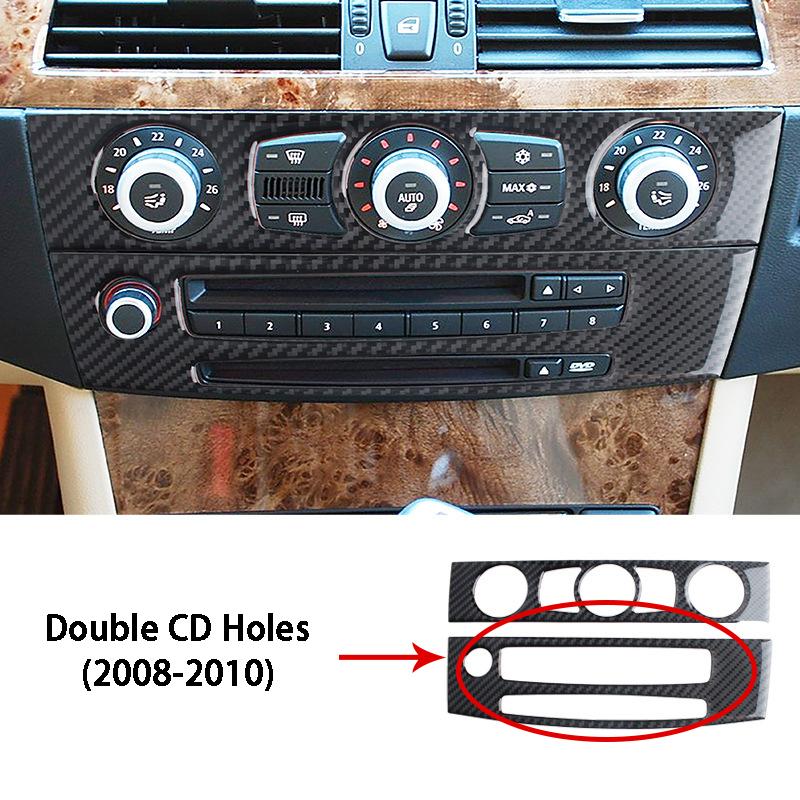 Carbon Fiber Car Inner Central Air Conditioning CD Panel Cover Trim Car Stickers For BMW 5 Series E60 2004-2010 