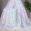 Colorful Rainbow Shiny Piece Gradient Fabric 6mm Sequin Embroidery Fabric Party Costume Dress Background Packaging Mesh Cloth