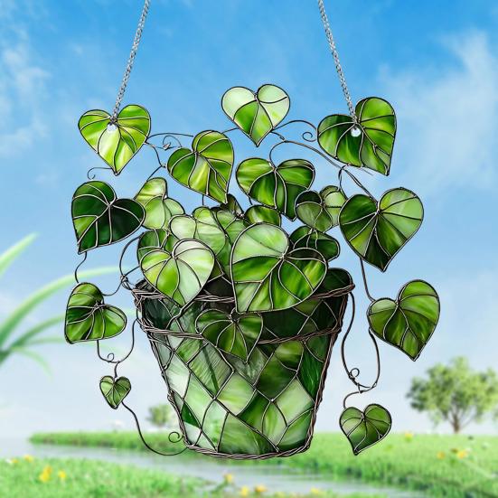 Acrylic Garden Sign with Potted Plant Pattern Weather-Resistant Outdoor Pendant 2D Lawn And Patio Decor for Home Celebration And Garden Enthusiasts