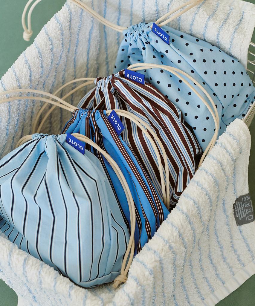 Clote String Pouch - Striped Blue