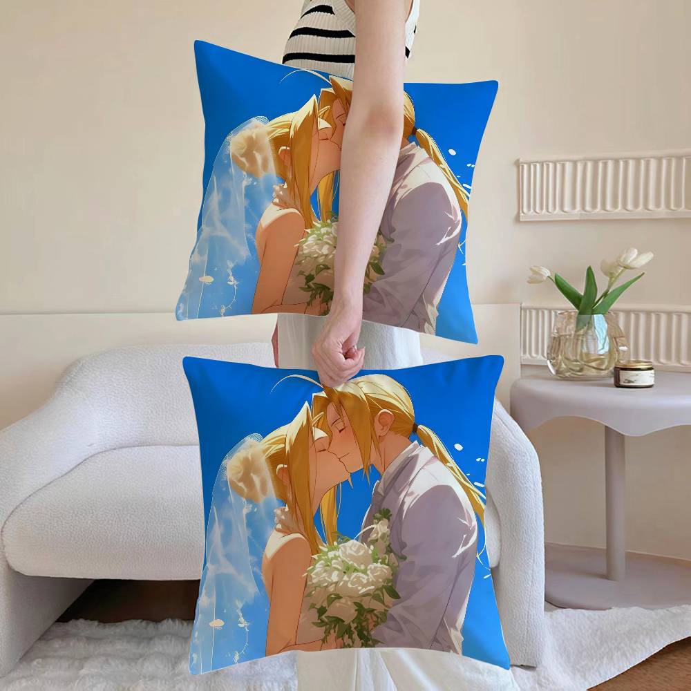 Fullmetal Alchemist Brotherhood Pillowcase Soft and Comfortable Sofa Cushion Cover Suitable for All Kinds of Rooms and Places