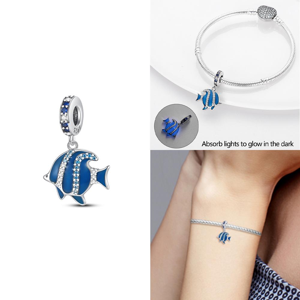 Charm Bead Charms Copper Authentic Marine Animals Blue Fish Pink Octopus Bead Charms Compatible With Bracelets Jewellery Womens Accessory Diy Gift