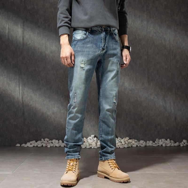 Spring and Autumn Stretch Men's Jeans Korean Edition Men's Jeans Men's Small Straight Trousers Men's Versatile