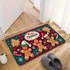 Christmas Gingerbread Man Santa Theme Entrance Door Mat Indoor Rug Dirt Resistant Foot Mat Home Decor Mat for Foyer Bathroom