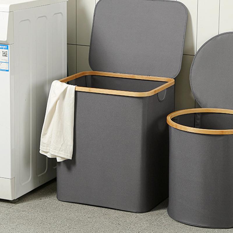 Laundry Basket With Lid Large Hamper Pull Handles Bin Basket Storage Basket For Clothes Toys Dorm Bathroom Bedroom College