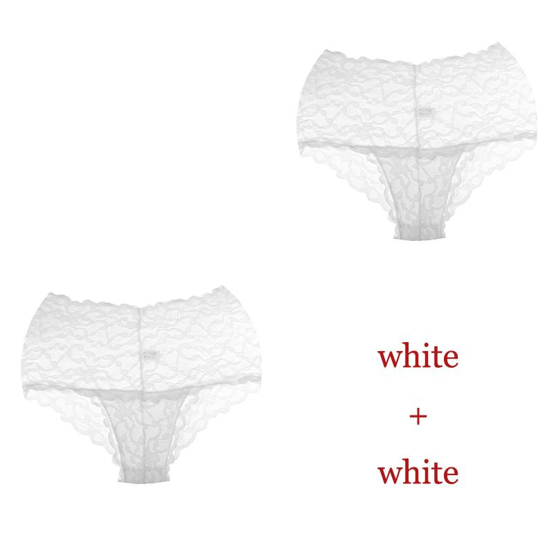 CINOON 2Pcs/lot New Panties Women Lace Underwear Sexy High Waist Briefs Embroidery G String Underpant Solid Transparent Female Lingerie