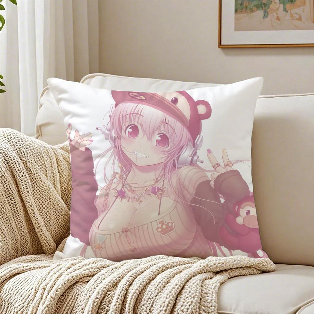 Game Character Idol S-Super S-Sonico Cushion Cover Pillowcase Anti-Dustmite Living Room Sofa Decor Cushion Room