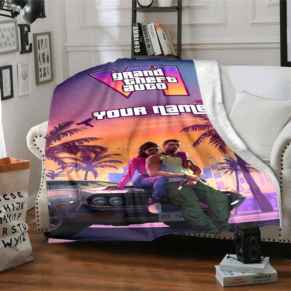 Grand Theft Auto Customize Your Name Blanket Gift Personalized Blanket Warmthful Decor Throw For Office Bedding Chair Home Decor for All Occasions