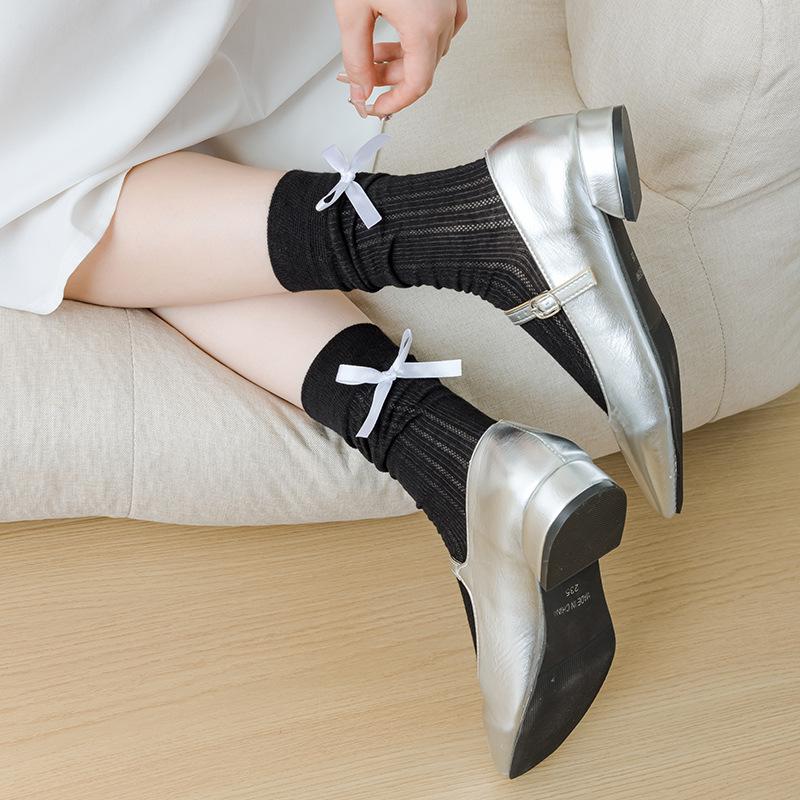 Meias Femininas de Verão Moda Nova Laço Estilo Ballet Meia Tubo Meia de Cano Alto