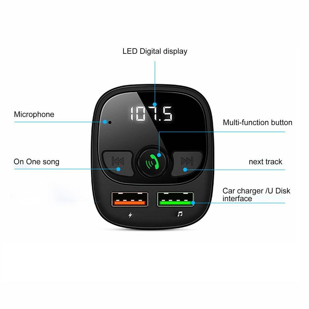 Trådløs Bluetooth Bil FM-sender Radio Handsfree Dobbel USB-lader Adapter LED Digitalt Display Aux Trådløs FM-modulator