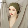 Dernier Hijab en Mousseline Instantané Avec Boucle Magnétique Couleur Unie Femme Musulmane Hijab Écharpe Turban Islamique Bandeau Foulard