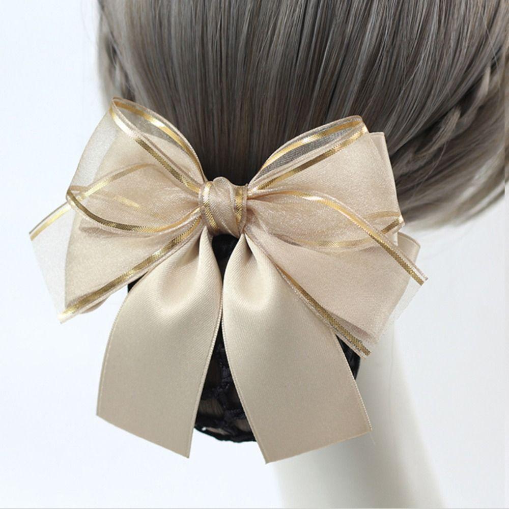 Bow Korean Bun Snood Cloth Hairgrips Cover Net Elegant Bowknot Hair Bun  For Girls