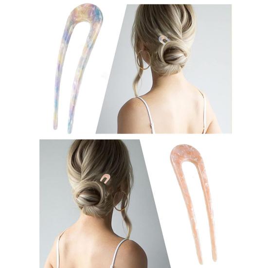 Updo Hair Stick Akrylový drdol ve tvaru U Vlásenka Akrylová bezpečná fixace Vlasová tyčinka Ženy Nástroj pro úpravu vlasů