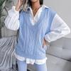 Hollow Twist V-neck Knitted Vest Sweater