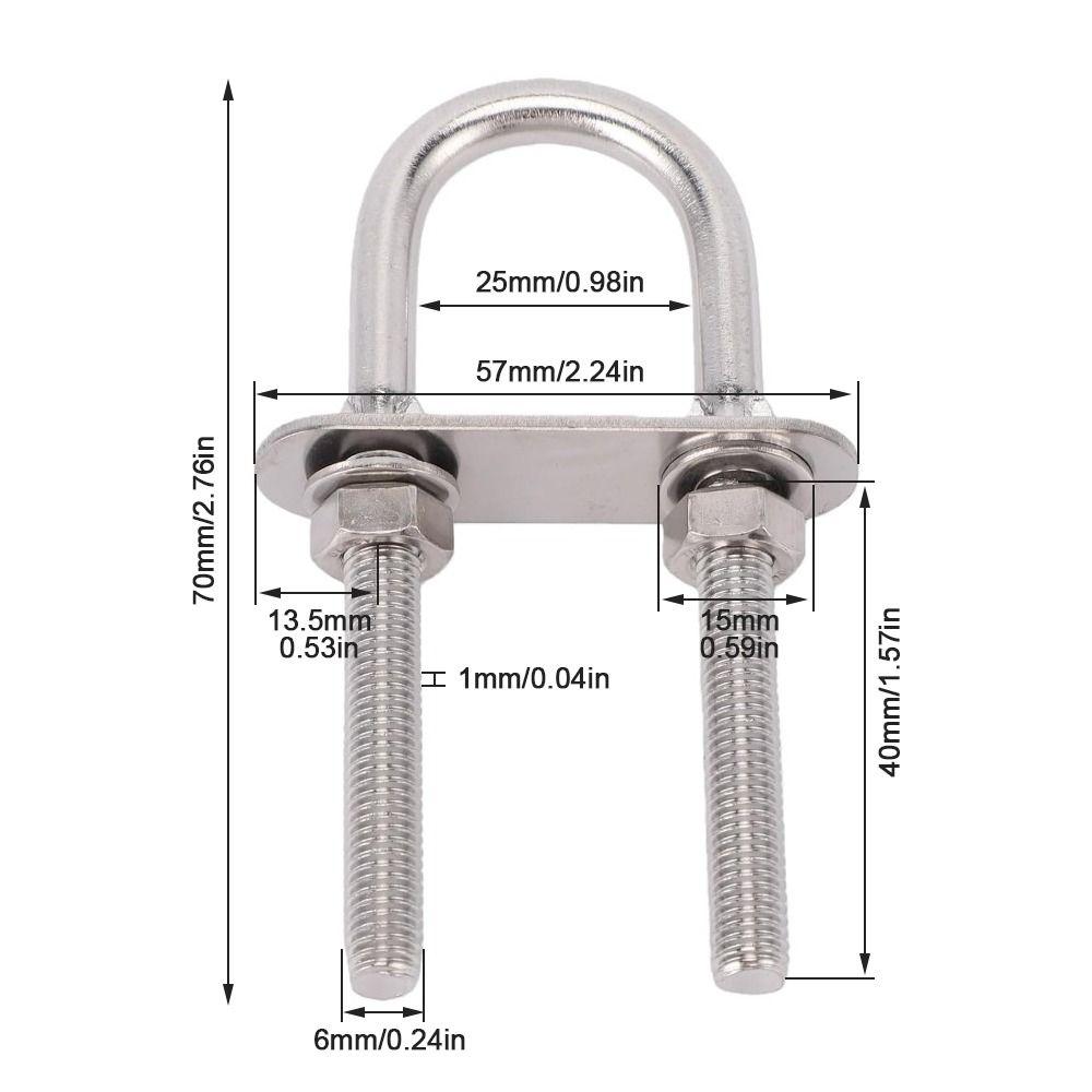 4pcs Premium Round U Bolts With Nut Plate Washe U Bolt Hardware Versatile Steel U Bolts  For Boat