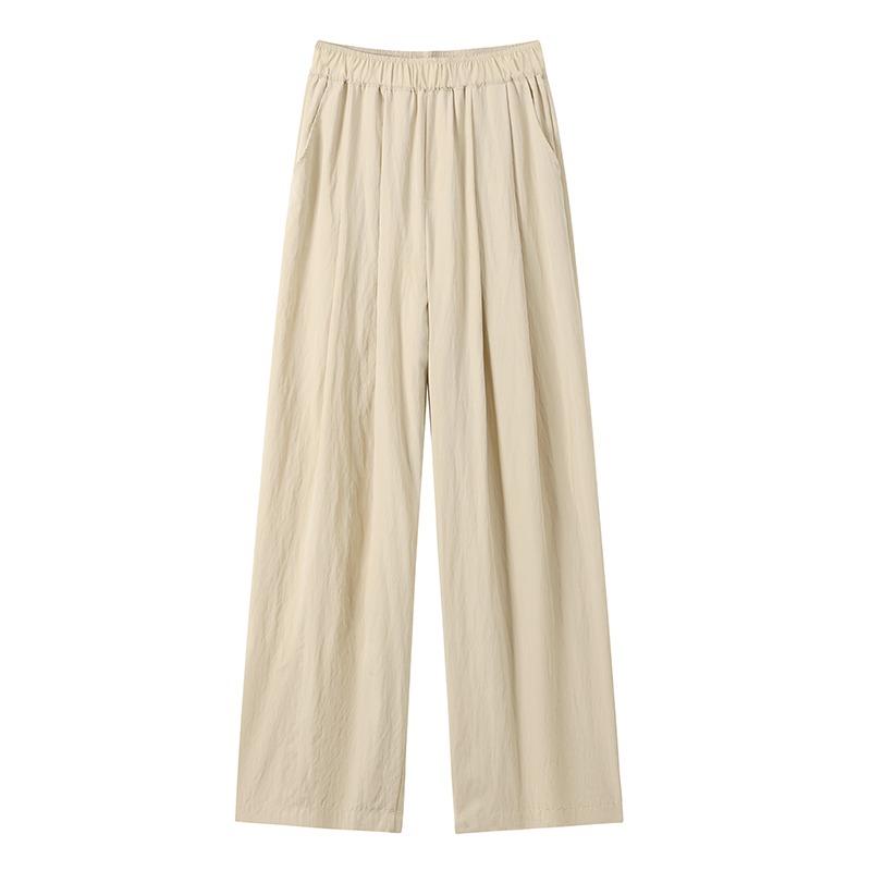 Ice Silk Wide Leg Pants Women's Summer High Waist Dapdown Casual Japanese Style Lazy Style Yamamoto Pants Cotton Linen Casual Pants