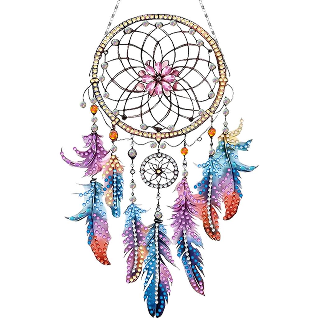 2D Flat DIY Special Shape Rhinestone Diamond Art Window Pendants Dream Catcher Diamond Art Pendant DIY Home Decor Hanging Charm