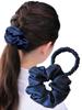Scrunchie Hair Silk by Beauty Gentle On Hair and Reduces Set of Stylish for Adults Ties, 100% [Recommended Professionals] Damage, 2, (Navy M+S)