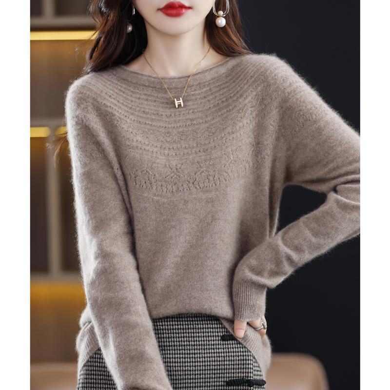 Grace Comfort Autumn Winter Female Mock-Neck Cashmere 100% Merino Wool Twisted Sweater Women Knitted Pullover Fashion Loose ClothingTops