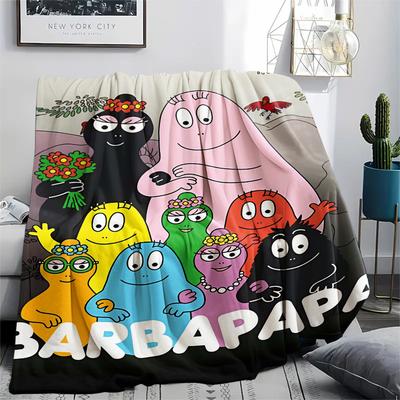 1 Stuk Barbapapa Familie Print Flanellen Deken, Hoge Kwaliteit Comfortabel voor Alle Seizoenen, Woondecoratie, Warmte en Comfort, Perfect voor Cadeaus