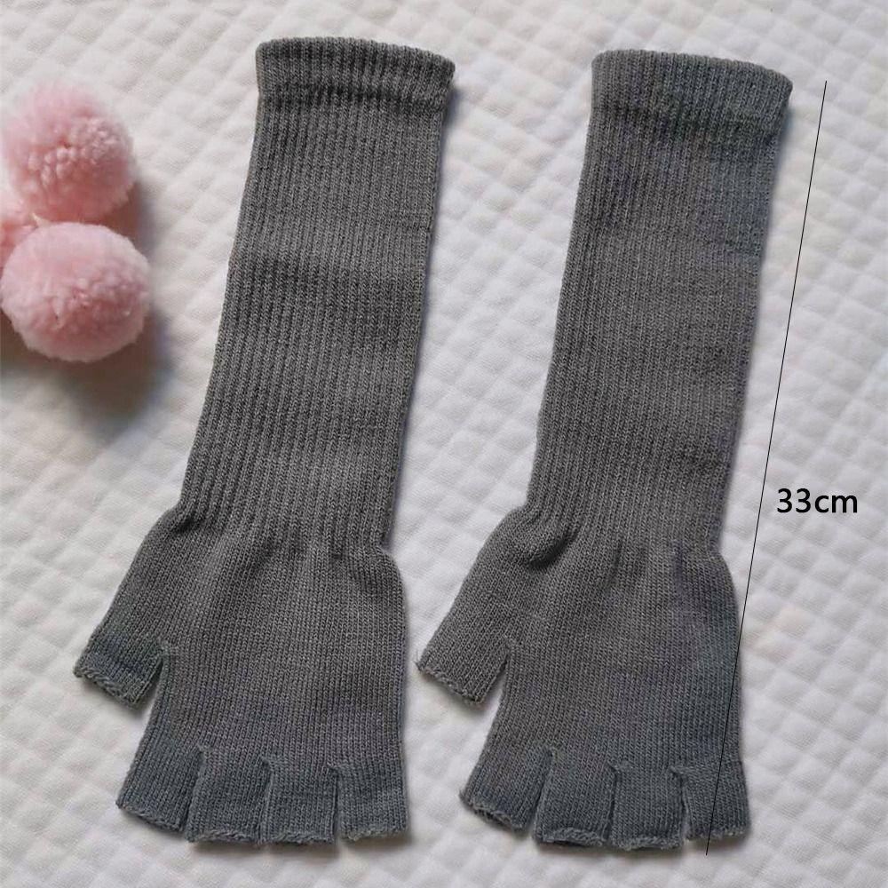 Unisex Warm Knitted Half Finger Gloves Work Gloves Elbow Long Arm Warmers
