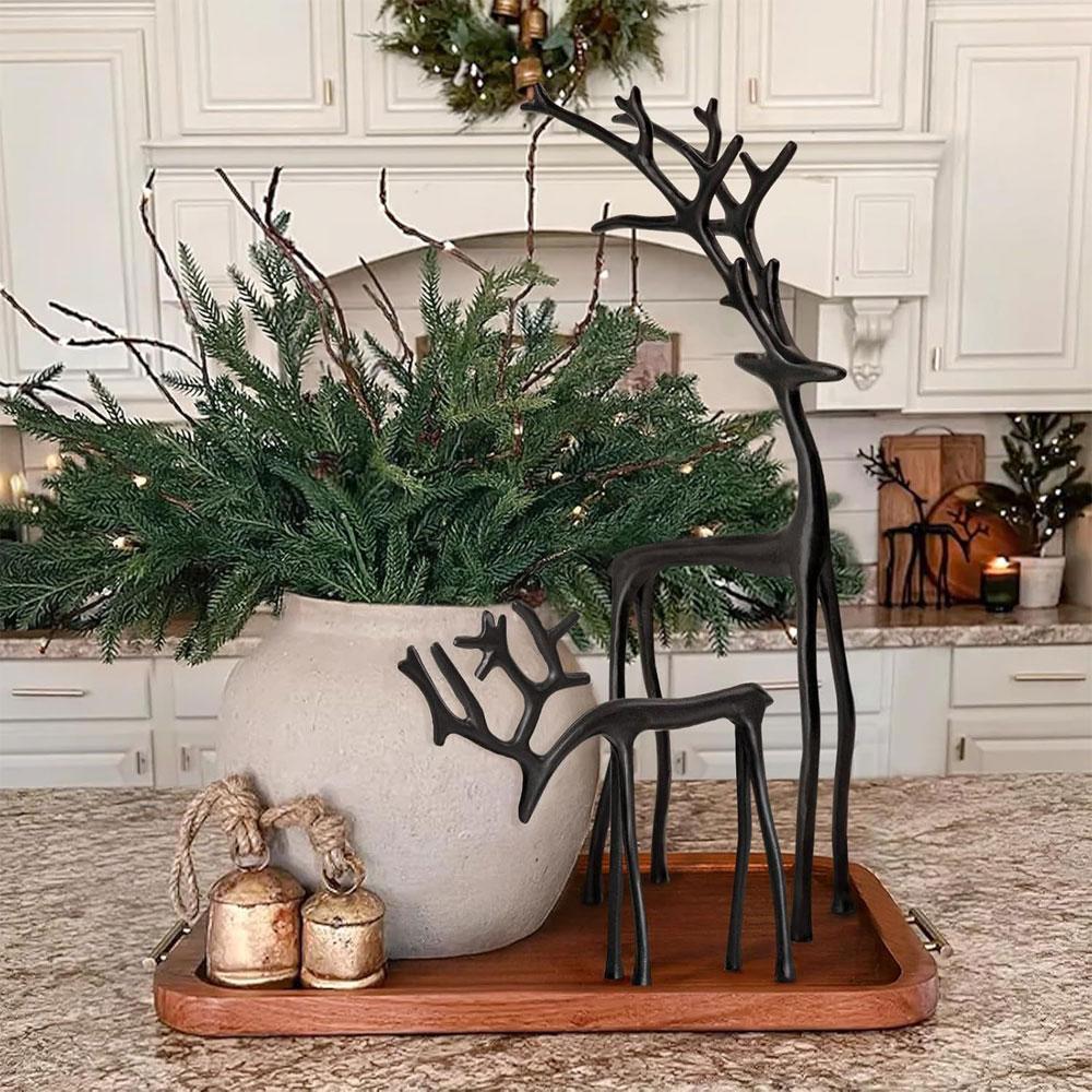 Decorațiuni de Crăciun Statuete Cerb Negru Figurine Metalice Moderne Crăciun Decor Festiv Elegant de Interior Piese Centrale Masă Crăciun