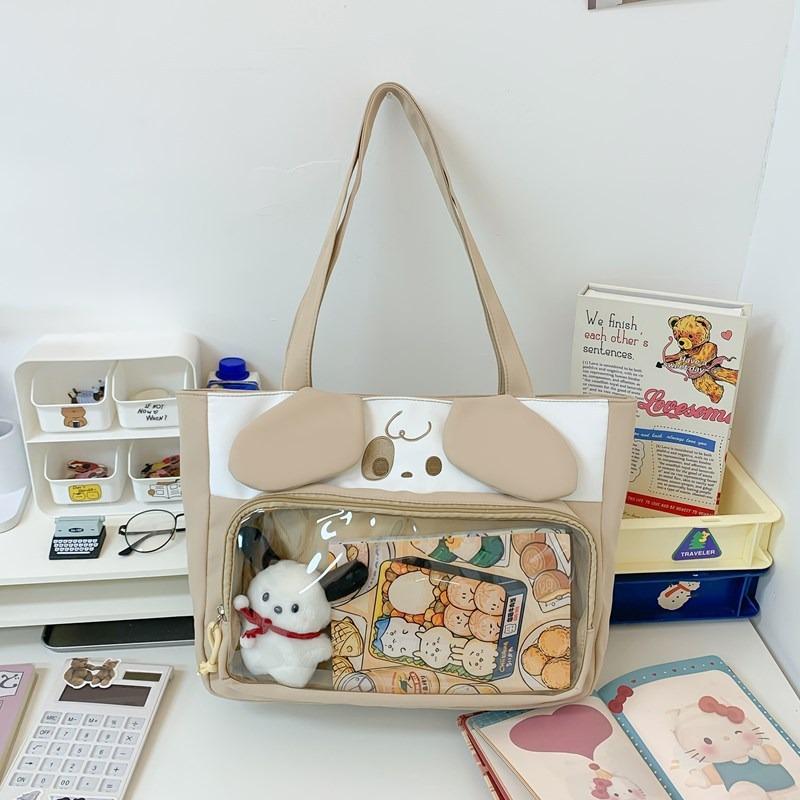 Cartoon Rabbit Small Food Large Capacity Transparent Handbag Two-dimensional Plush Tote Bag Student Commuter Bag