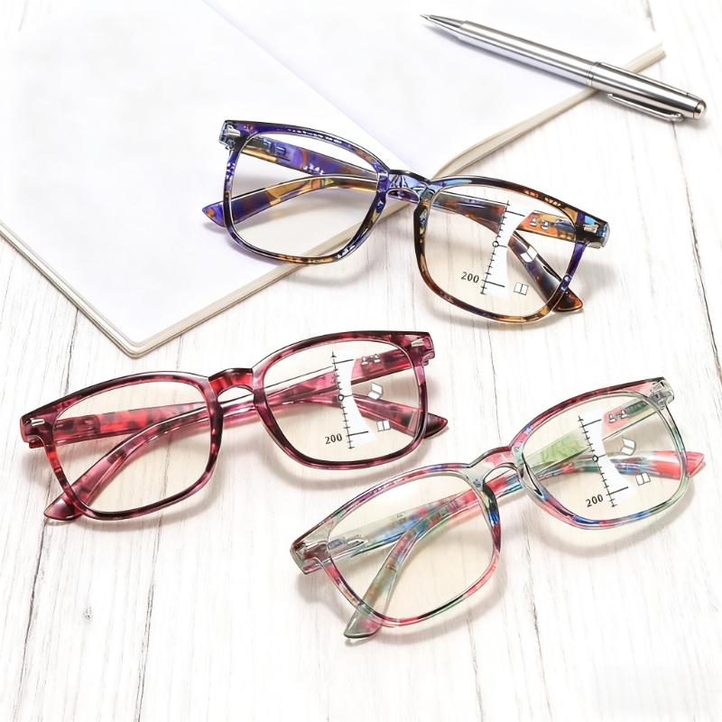 Fashion Print Anti Blue Light Multifocal Presbyopia Glasses HD Comfort Reading +1.0 To +4.0 Diopters