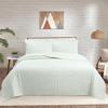 American-Style Quilted Cotton Bedspread Set - 3-Piece Washed Solid Color Bedding
