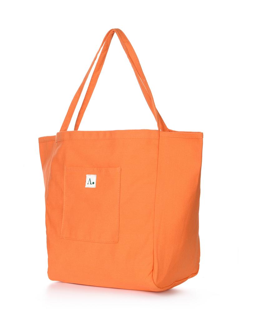 The-Abon Beach Cotton Color Washed Big Shoulder Bag Orange
