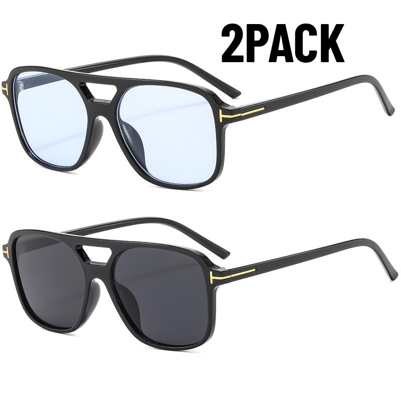 2er-Pack Neue Klassische Übergroße Herren Sonnenbrillen Vintage Marke Damenbrillen Retro Doppelsteg Damenbrillen Outdoor Sport UV400