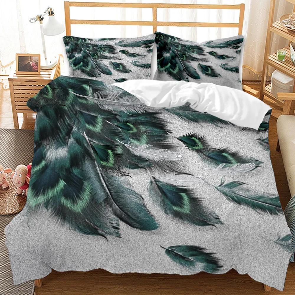 Funda Nórdica de Plumas Tipos Vaneados y Contorno Natal Vuelo Plumas de Ave Elemento Estampado Piel de Animal Tamaño King Funda de Edredón de Poliéster
