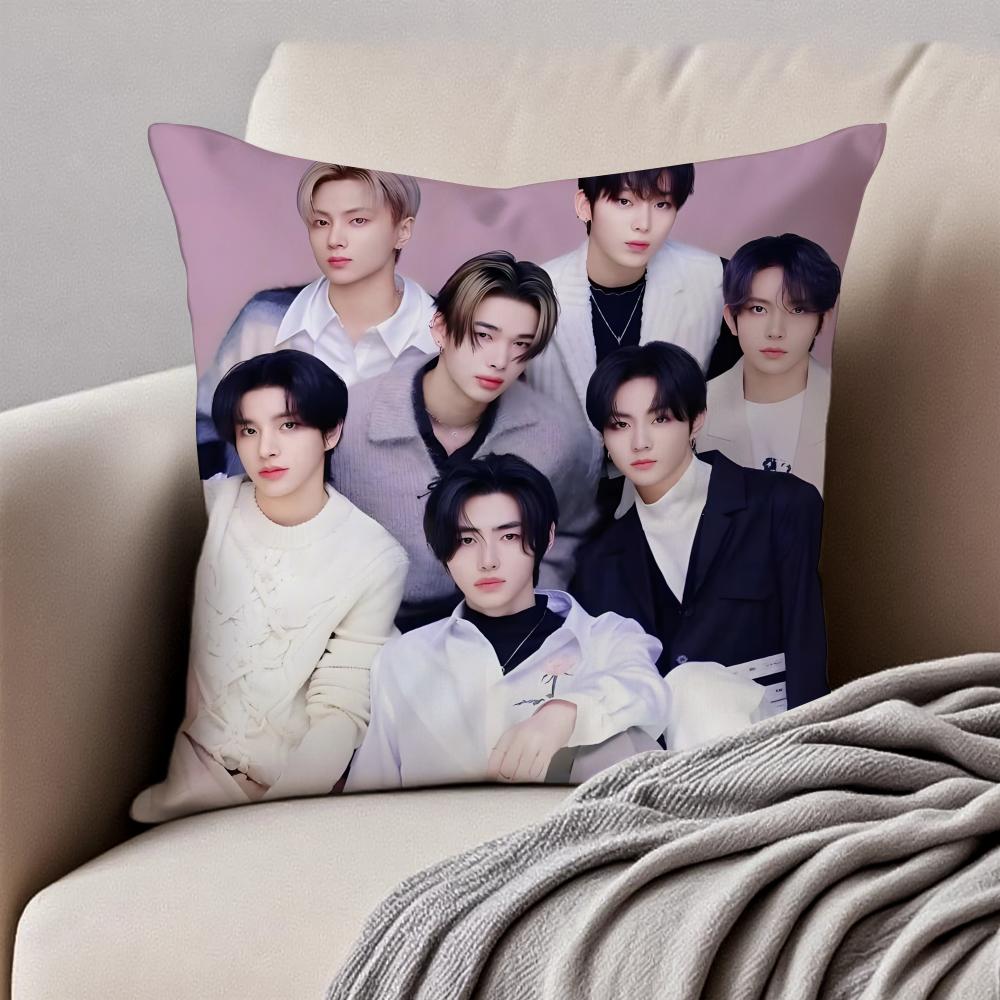 Fashion KPOP BOY TEAM EENHYPENS Cushion Cover Pillowcase Antidustmite Invisible Zipper Short Plush Sofa Cushion