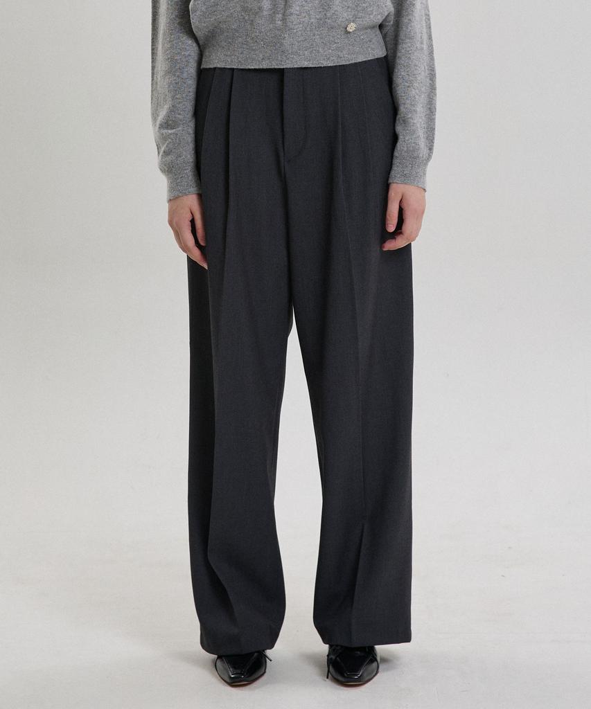 Hillioteu Tucked Loose Fit Slacks_Charcoal