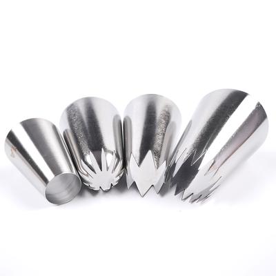 4 Pcs Large Icing Piping Nozzle Russian Pastry Tips Baking Tools Cakes Decoration Set Stainless Steel Nozzles Cupcake