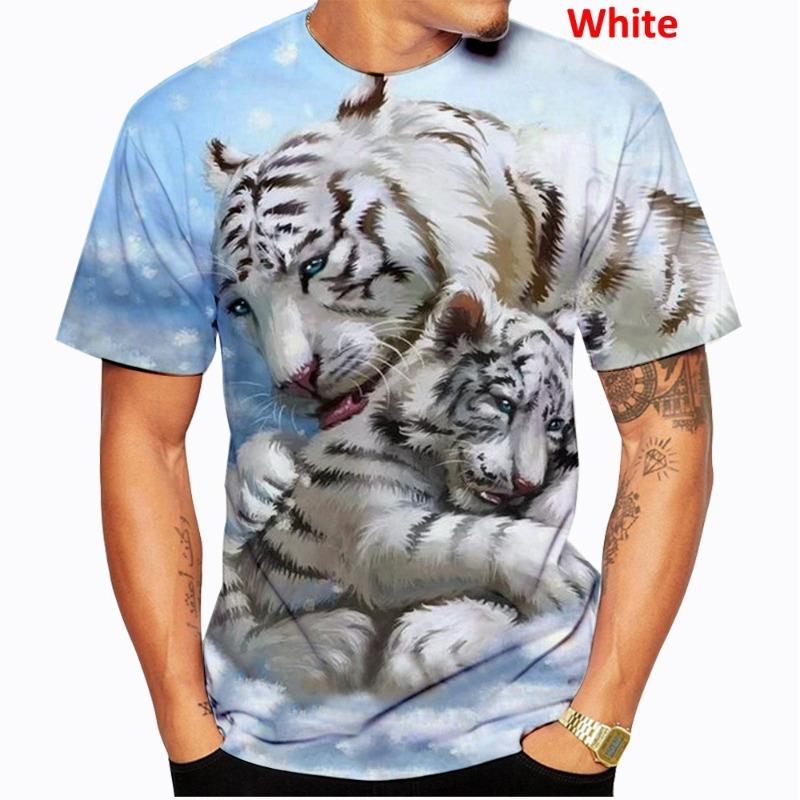 Cool Fashion Animal Tiger 3D Printed Short Sleeved T-shirt for Men's Casual Men's Round Neck Short Sleeved T-shirt