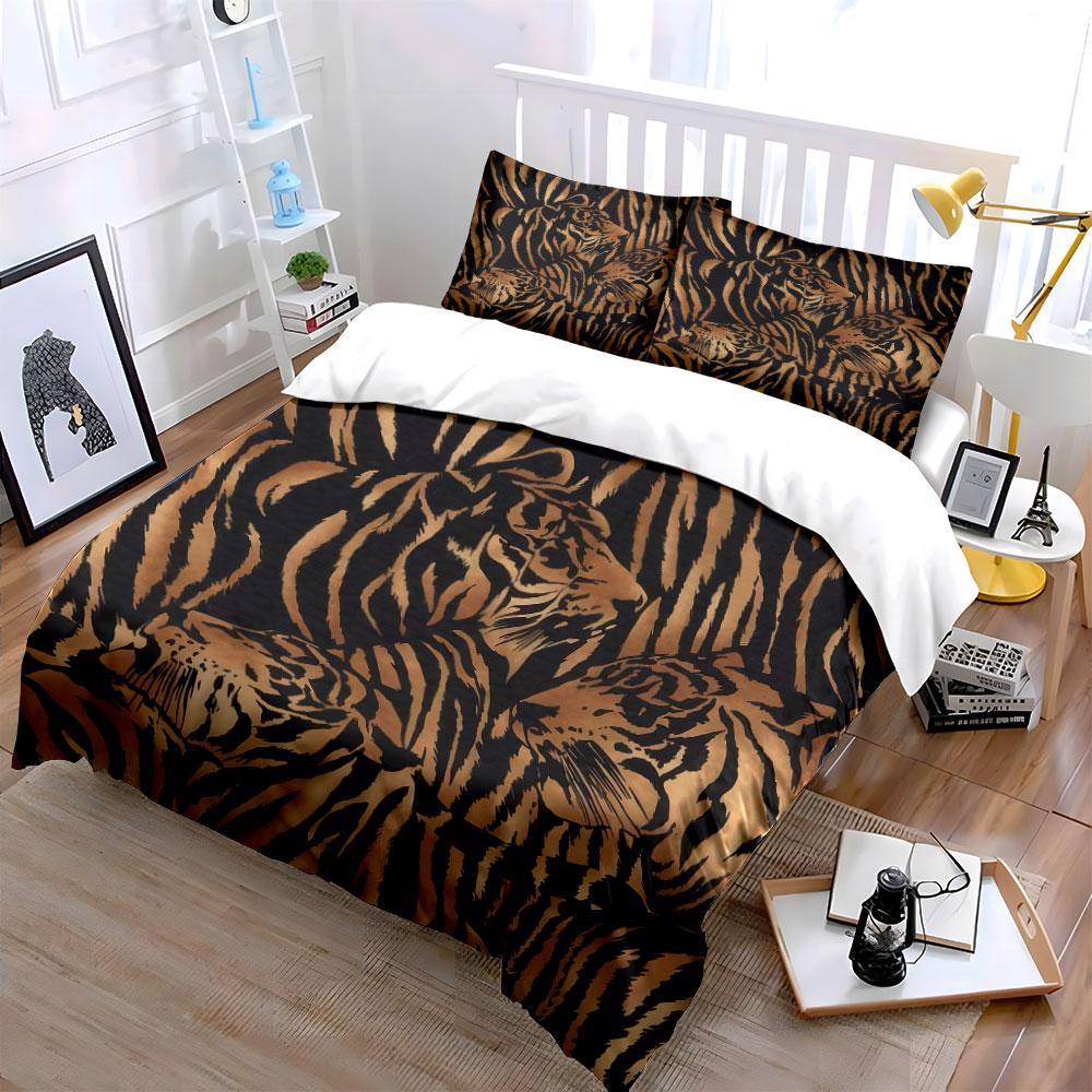 Tiger Pattern Bedding Set. Multiple Sizes Kid'S And Adults' Bedroom Exquisite 3Pc Bedding Set, Gift