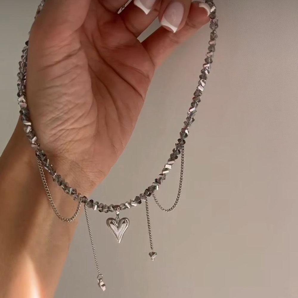 Boho Geometrické Priehľadné Krištáľové Šperky Módne Vintage Sexy Zirkónové Srdiečkový Prívesok Sponkový Náhrdelník Pre Ženy Neelry