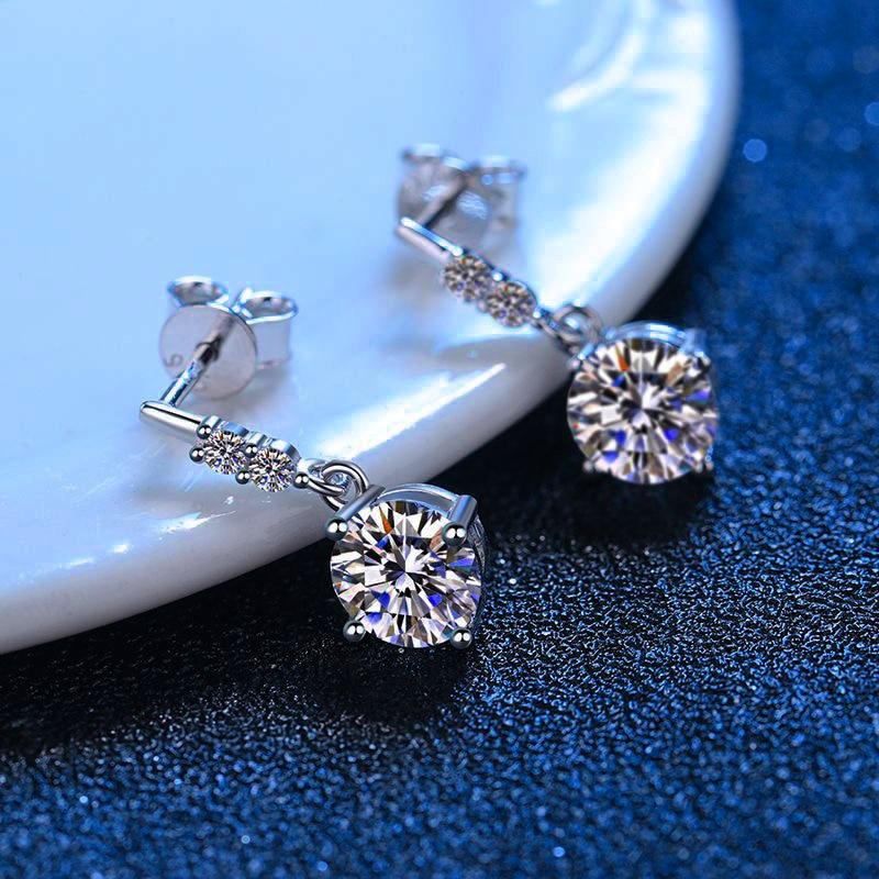 Náušnice ze stříbra 925 Moissanite s diamanty s drahokamem Wedding Enagement Náušnice s háčkem do uší Jemné šperky