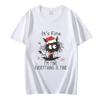 Het Gaat Goed Ik Ga Goed Alles Gaat Goed Zwarte Kat T-shirts Dames Heren Sweatshirts Kerstverlichting Vrolijk Kerstfeest Harajuku Tee Tops