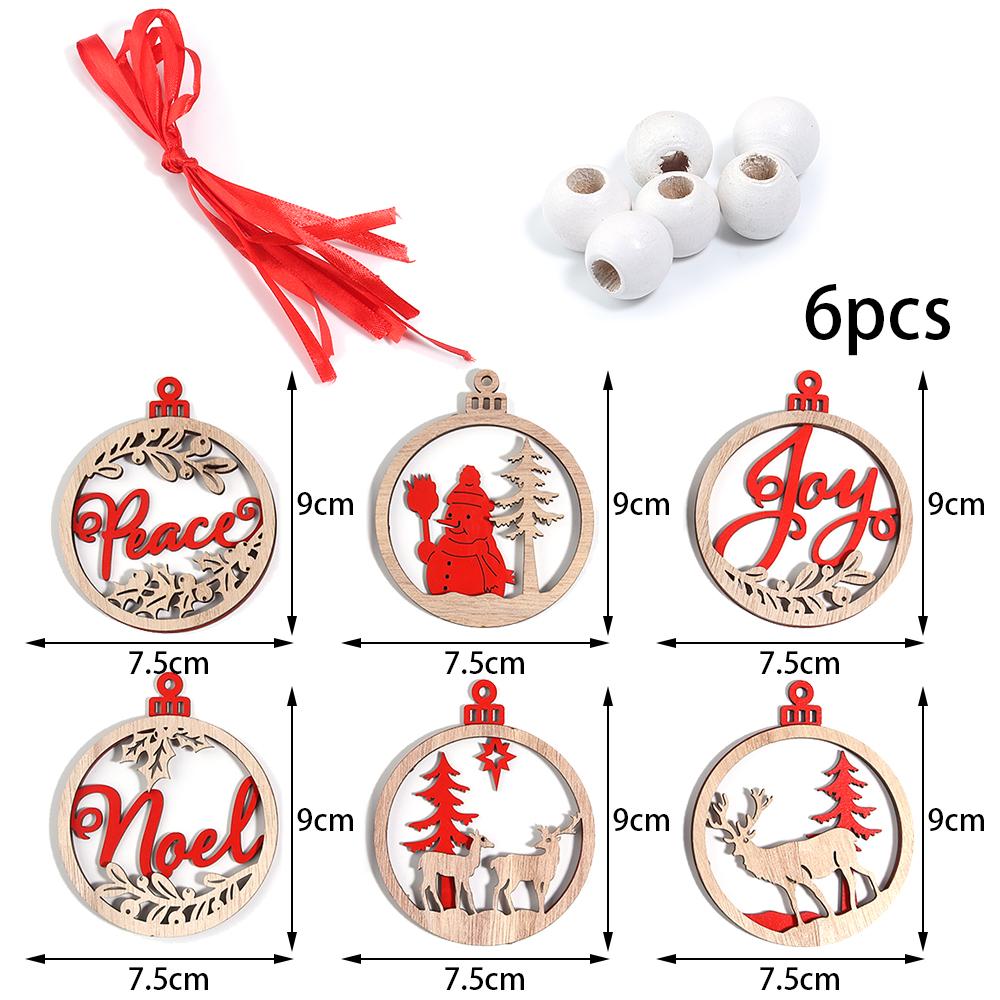 Wooden Christmas Hanging Ornaments Snowman Snowflake Bell shaped Pendant For DIY Craft Home New Year Christmas Tree Decoration