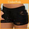 Elegant And Sexy Black Lace Women's Fashion Shorts With Hollow Out Design For Summer